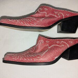 MIA Western mule shoes Red soft leather size 7.5M Slip On